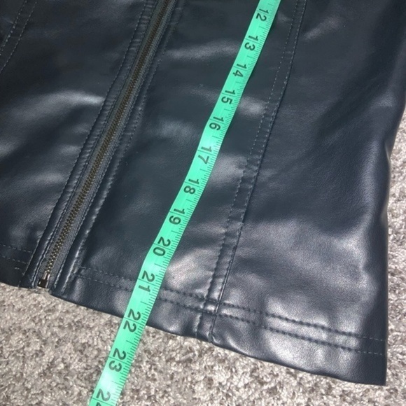 Vintage Emporio Armani Collezione Navy Faux Leather Biker/Moto Jacket Size Med - Picture 12 of 15